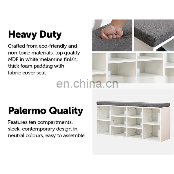 Storage Bench Shoe Rack Shoes Bench for Home Entrance Decoration photo-4