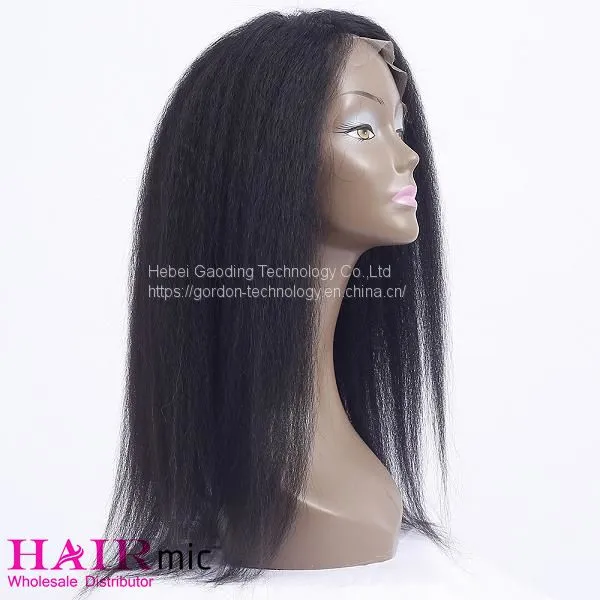 Natrual Color Kinky Straight Full Lace Human Hair Wig Vendor photo-3