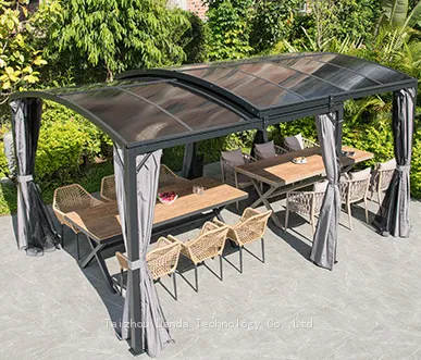 3*6m Steel Extensionable Carport Sunshade PC Board Canopy With Curtain and Net photo-4