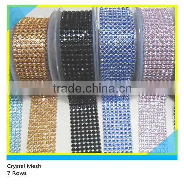Heat Transfer Aluminum Rhinestone Mesh Various Colors Hotfix Rhinestone Mesh 7 Rows photo-2