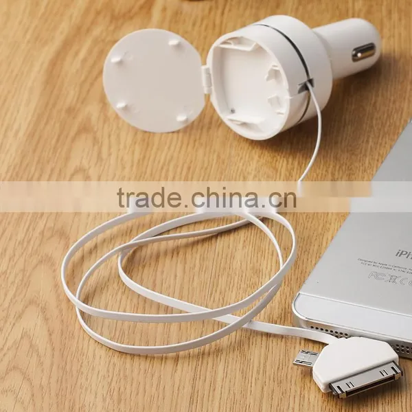 12v Car Battery Charger With 3 in 1 Retractable Data Cable Quick Charge 2000mA photo-5