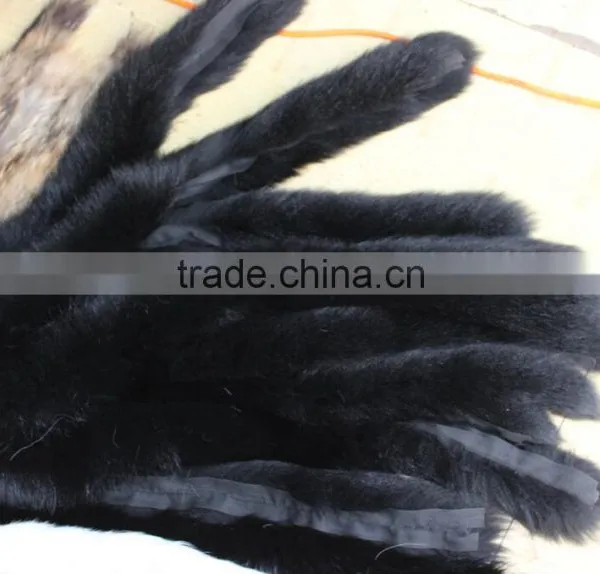 Natural Fox Fur Collar Trim Silver Fox Real Fur Black Color Collar for Coat