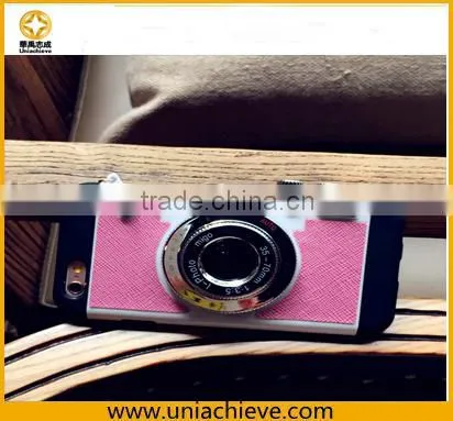 For IPhone 6S/6SPlus Fashion Design 3 in 1 Creative Silicone Camera Back Case Cover With Strap Pink photo-2