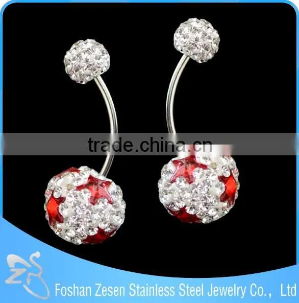 Nickel Free 316L Surgical Steel 14ga CZ Gem Paved Ferido Ball Belly Button Rings photo-5