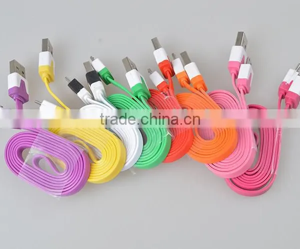 Flat Noodle Design Micro Usb Cable for Iphone6/for Samsung photo-3