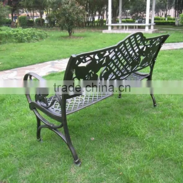 French Style Cast Aluminum Iron Metal Park Bench Garden Chair photo-5
