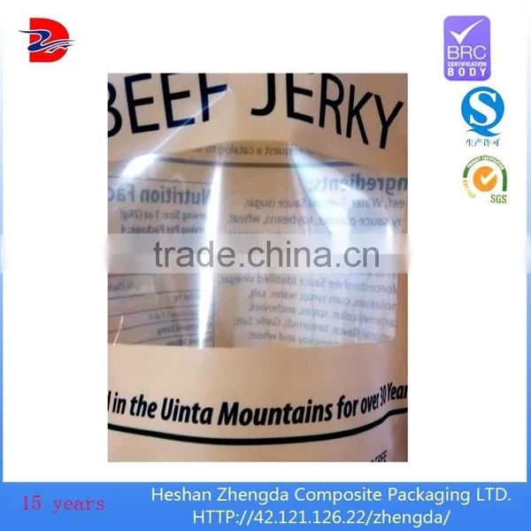 Custom Beef Jerky Snack Stand up Food Packaging Zipper Bag With Window and Matte Ink photo-5