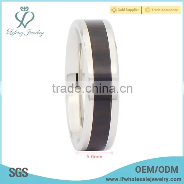 6mm Good Quality Titanium Wedding Bands With Wood Inlay photo-3