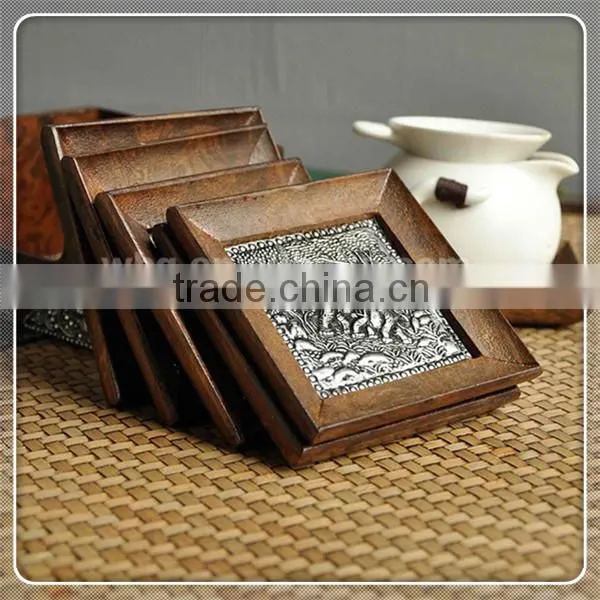 Hot Sell Handmade Square Real Wood Coaster Customized Design photo-5