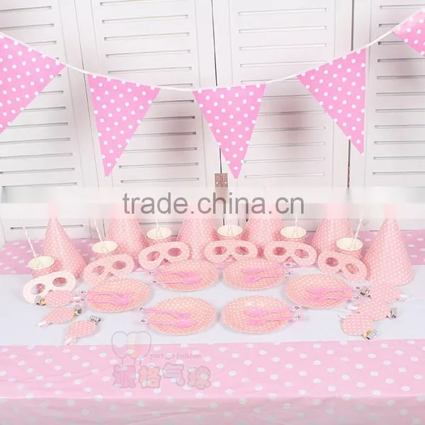 Baby Shower Pink Polka Dot Party Paper Tableware
