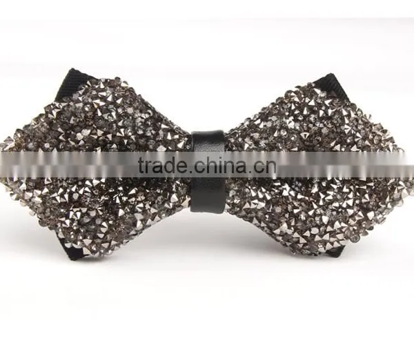 Men Fashion Crystal Bead Shinny Wedding Party Pre Tied Bow Tie Bowtie photo-3