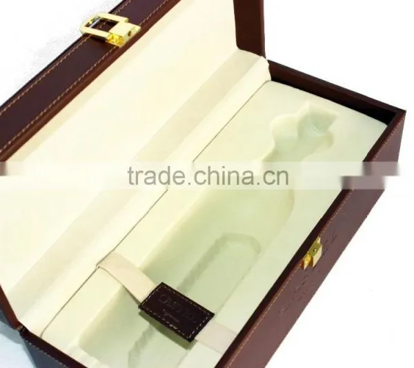 Antique Faux Leather Wine Box/Wooden Wine Carrier/PVC Wine Case photo-3
