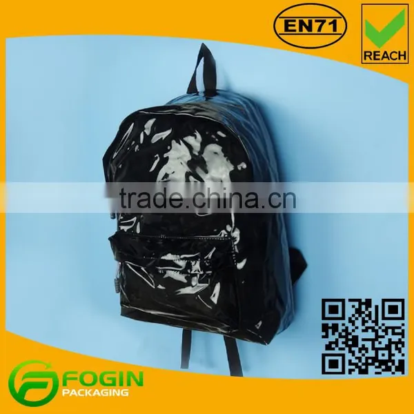 Black Color School Bag With Shining Surface photo-3
