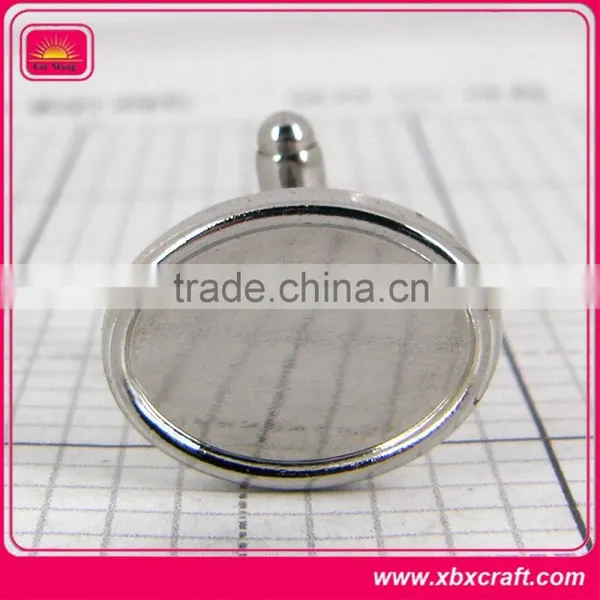 Shiny Silver Plated Zinc Alloy Cufflink Blanks photo-3