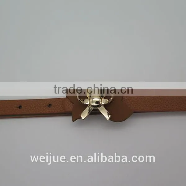 Wholesale Good Quality Cute Bowknot Alloy Skinny Leather Belt for Women photo-2