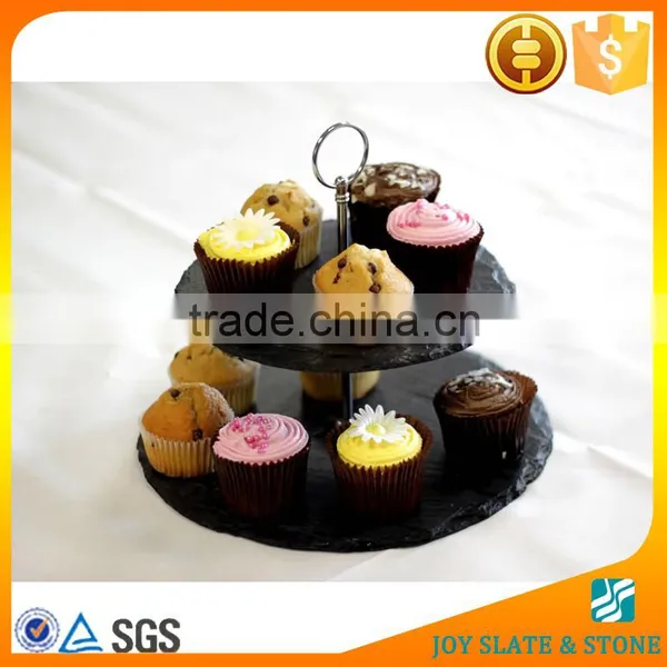 Natural Black 2 Tier Slate Cake Stand photo-4