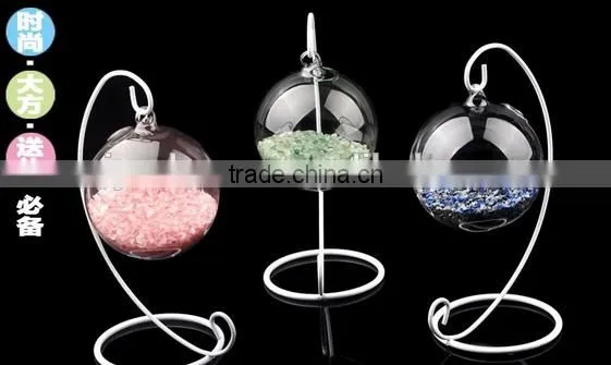 Fashion Clear Glass Round With 1 Hole Flower Plant Stand Hanging Vase Hydroponic Home Office Wedding Decor photo-3