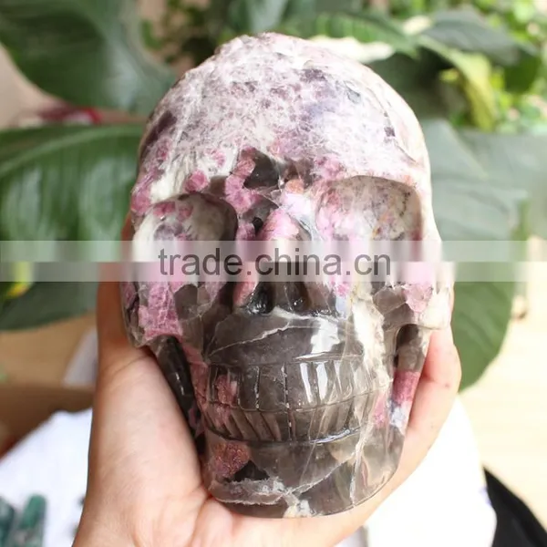 Hand Carving Crystal Plum Blossom Tourmaline Skull photo-2