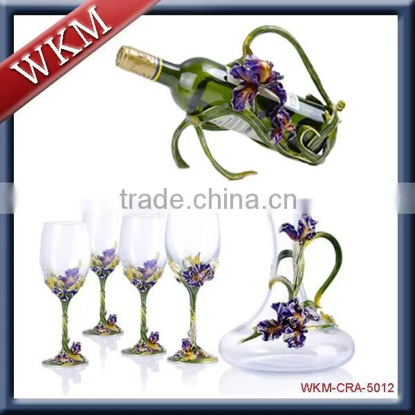 Iris Flower Design Wine Goblet photo-2