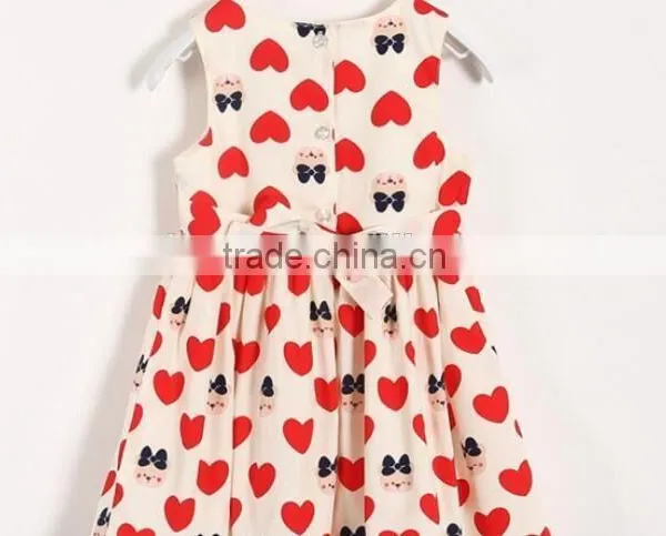 2016 New Style Children Girls Dress Love Heart Printed Dress Wholesale OEM ODM photo-2