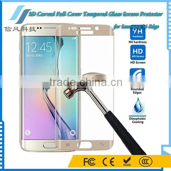 For Samsung S6 Tempered Glass Curved 9H Gold photo-2