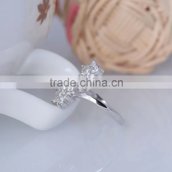 925 Sterling Silver Double Twice Flower Paving Setting Ring With Zircon photo-3