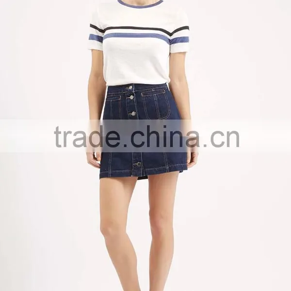 Girls Denim Skirt Machine Wash Denim Skirt Dark Indigo Denim Skirt photo-2