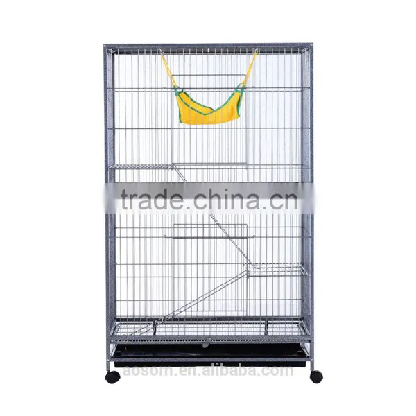 Pawhut 59" Indoor Hutch Small Animal Pet Cage With Stand - Black photo-4