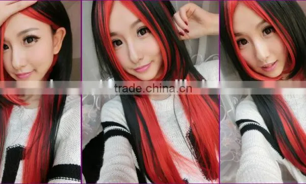 2015 New Fashion Harajuku Cosplay Anime Wig Young Heat Colorfull Ombre Wig Party Synthetic Wigs With Bangs photo-2