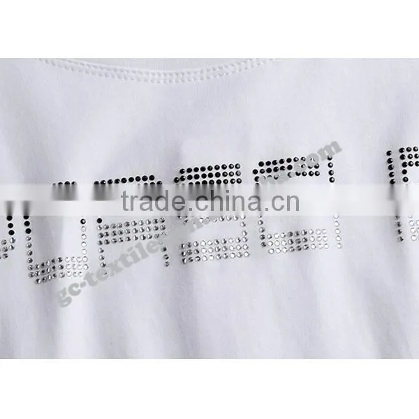 Girl's Hot Fix Rhinestone Slim Short Sleeve T-shirts for Promotion photo-5
