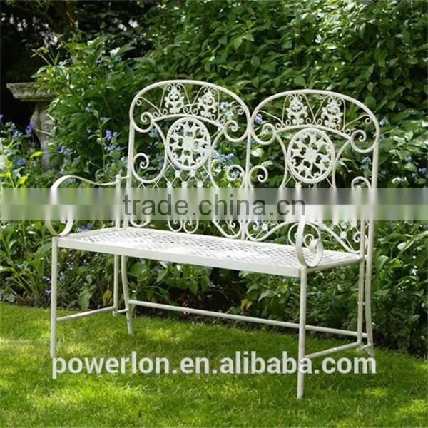 Courtyard Antirust Wrought Iron Blcak Bench photo-2