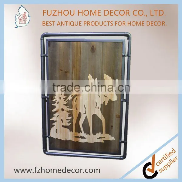 Top Selling Classical Wooden Wall Carved Sign With Metal Waterpipe Frame Decoration for Home photo-5