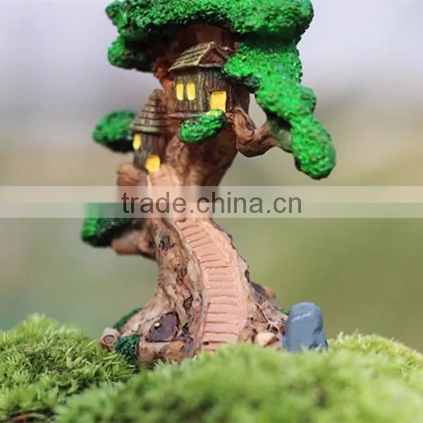 Custom Resin Crafts Garden Decor Artificial Miniature Tree House Gnome photo-2