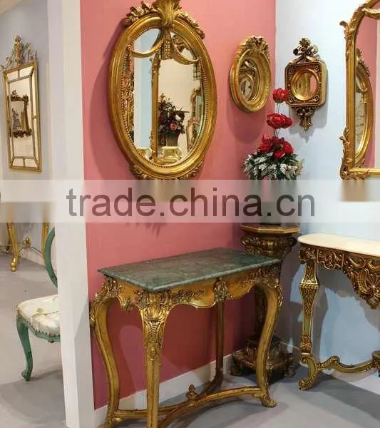 Green Marble Baroque Wall Cleat 2 Leg Console Tables photo-2