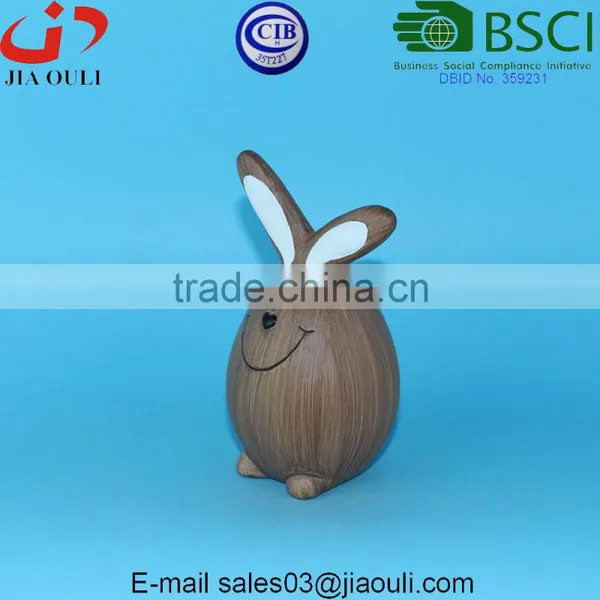 BSCI Audit Dehua Factory Brown Painted Ceramic Rabbit, Fat Sitting Rabbit photo-4