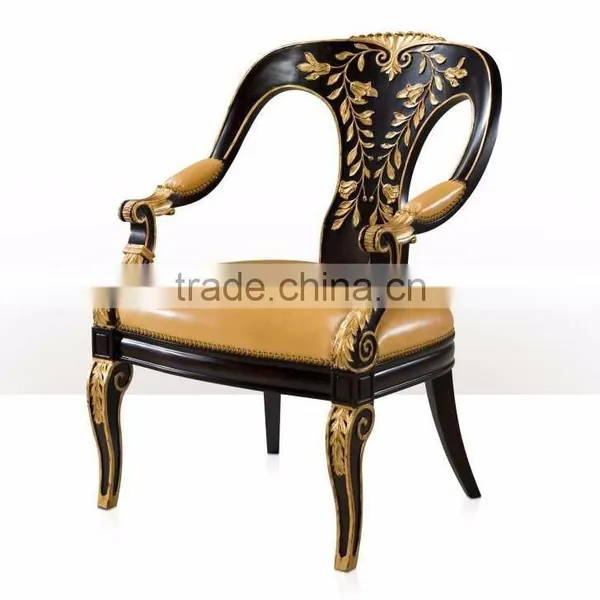 Luxury Classic English Victorian Style Solid Wood Banquet Accent Chair With Golden Chinoiserie Landscape Painting BF12-05274a photo-5