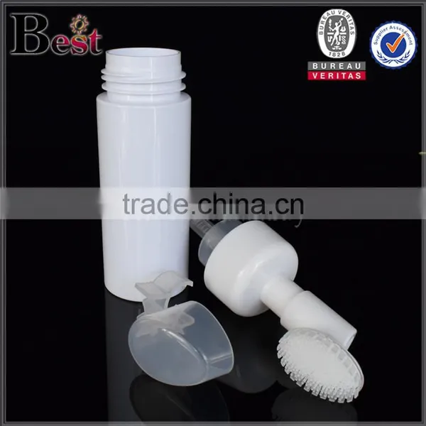 150ml White Plastic Foam Spray Bottle Facial Cleanser Silicone Brush Cap 150ml Foam Spray Bottle photo-5