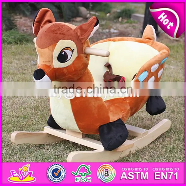 2017 New Design Lovely Plush Deer Toddlers Wooden Rocking Animals W16D074 photo-2