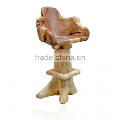 Bar Stool Swivel Root Teak Wood photo-2