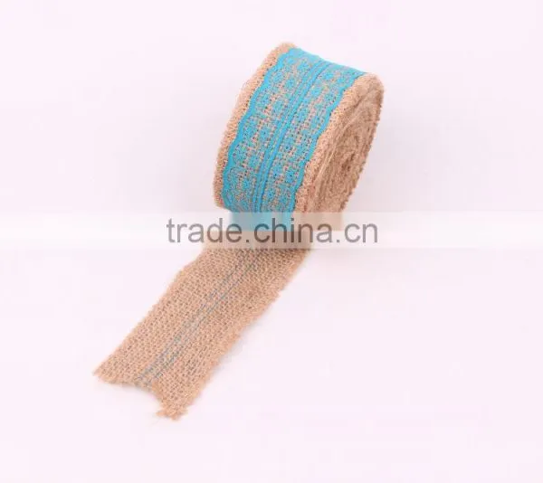 Jute Burlap Natural Hessian Ribbon With Lace Trim Wedding Rustic Vintage photo-5