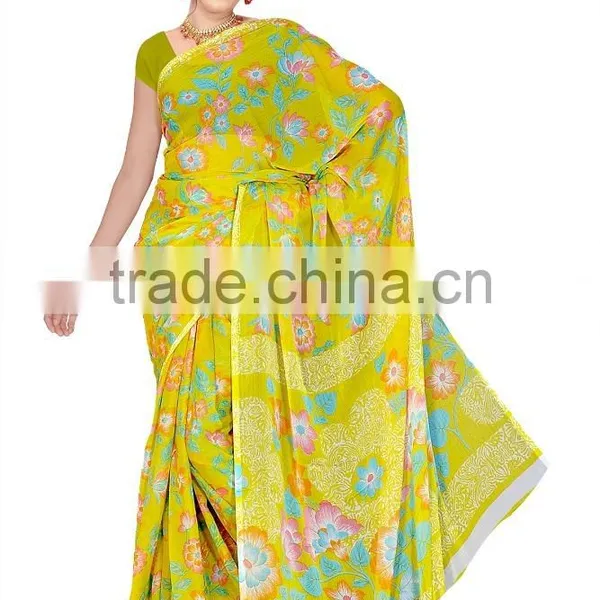 New Printed Styles Saree With Blouse Material photo-2