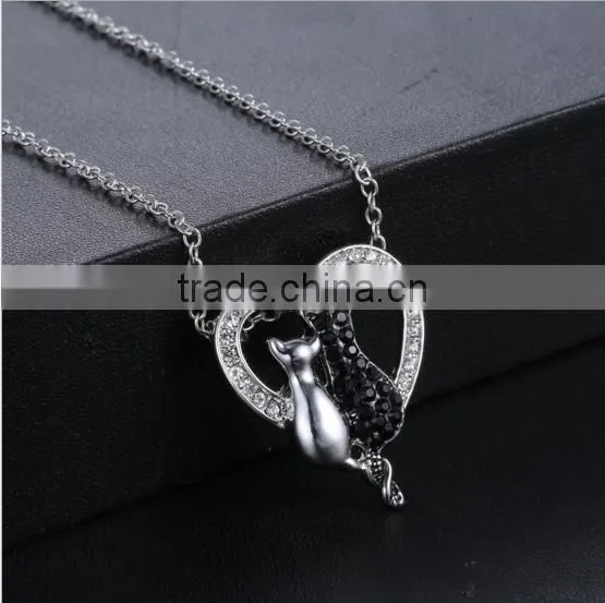 Fashion Couple Animal Pendant Necklace Colors Enamel Couple Cat Pendant Necklace for Valentine's Gifts photo-4
