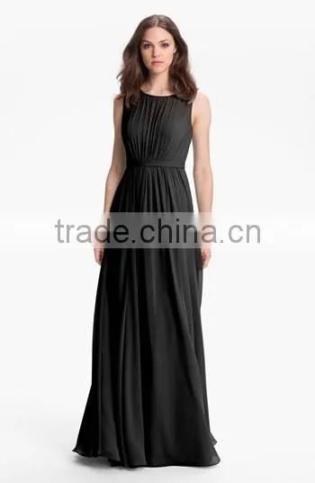 MGOO 2016 Formal Occasions Pleated Chiffon Maxi Dress Pictures Of Latest Gown Plain Elegant Prom Dress photo-3