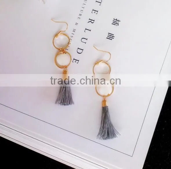 Zm35140a Latest Designs of Earrings Women Gold Plated Tassel Earrings photo-3