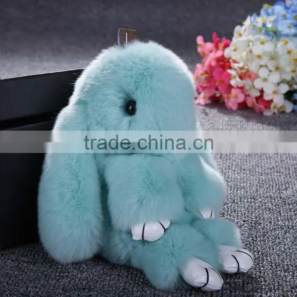 Myfur Popular Lady Bag Charm Real Rabbit Fur Key Ring Car Accessory photo-2