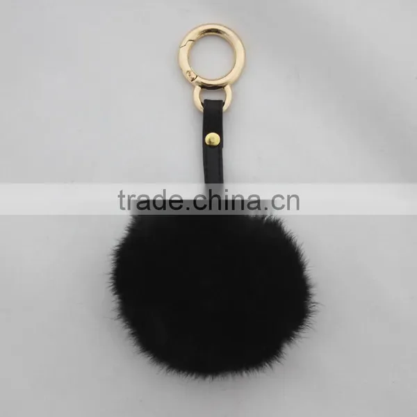 Myfur Bag Charm Heart Shaped Keychain Rex Rabbit Fur Pompons Rabbit Fur Keychain photo-2