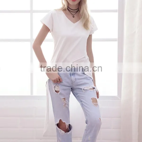 Sleeve Women's Long Sleeve Short Front Long Back t Shirt photo-3