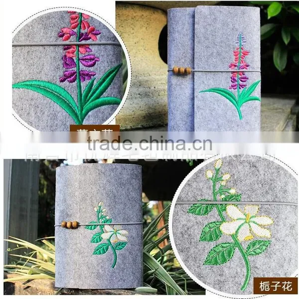 Novel Logo Custom Felt Cover With Embroidery Spiral Binding Dairy Notebook With Elastic Band photo-2