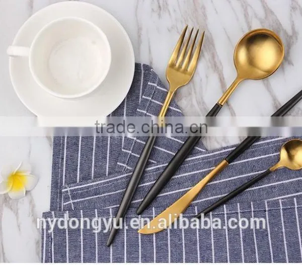 304 Stainless Steel White Gold Knife Fork Spoon 4 Piece Set Tableware/chnuhuka Fork Knife Set Cultery /fancy Dining Tableware photo-5