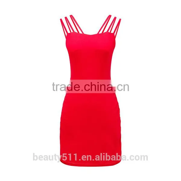 New Ladies Fashion Dress 2017 Design Elastic Waist Wine Dress SD22 photo-5